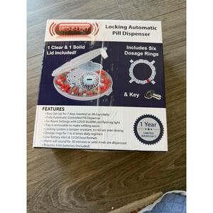 MED-E-LERT Locking Automatic Pill Dispenser with 6 Dosage Rings and Key New